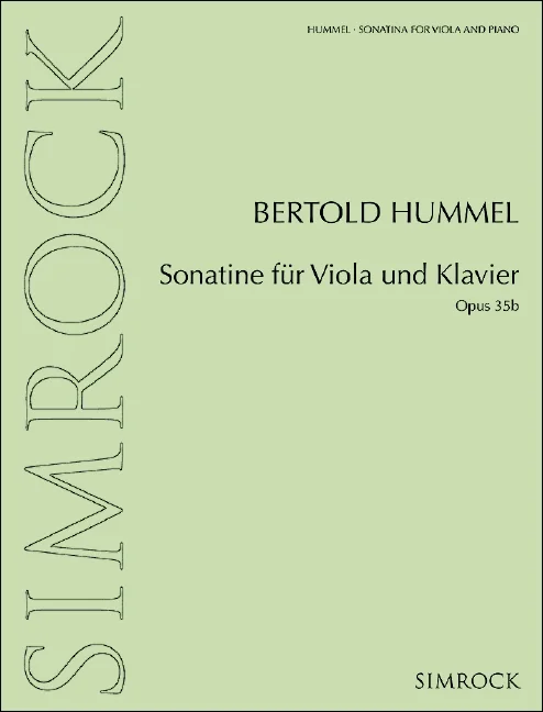 Couverture de partition vert clair, titre « Bertold Hummel, Sonatine pour alto et piano, opus 35b », éditions Simrock