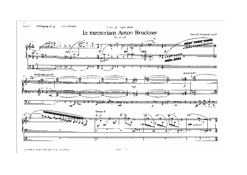Bertold Hummel : « In memoriam Bruckner », op. 91a, n° 1 (partition)