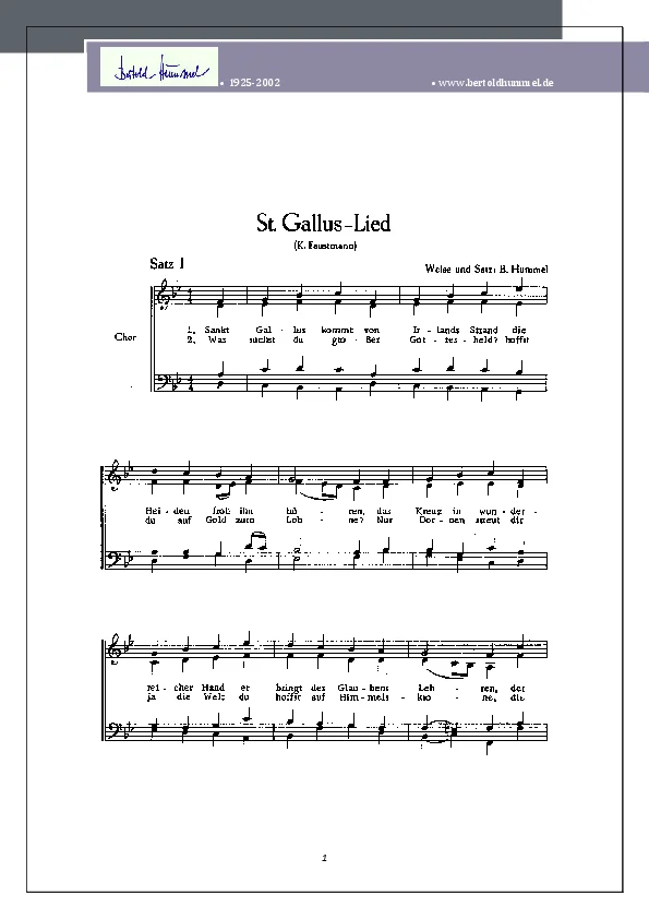 Bertold Hummel: Sankt Gallus-Lied (Chorsatz)