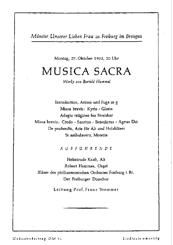 Programme de l'UA op. 5c
