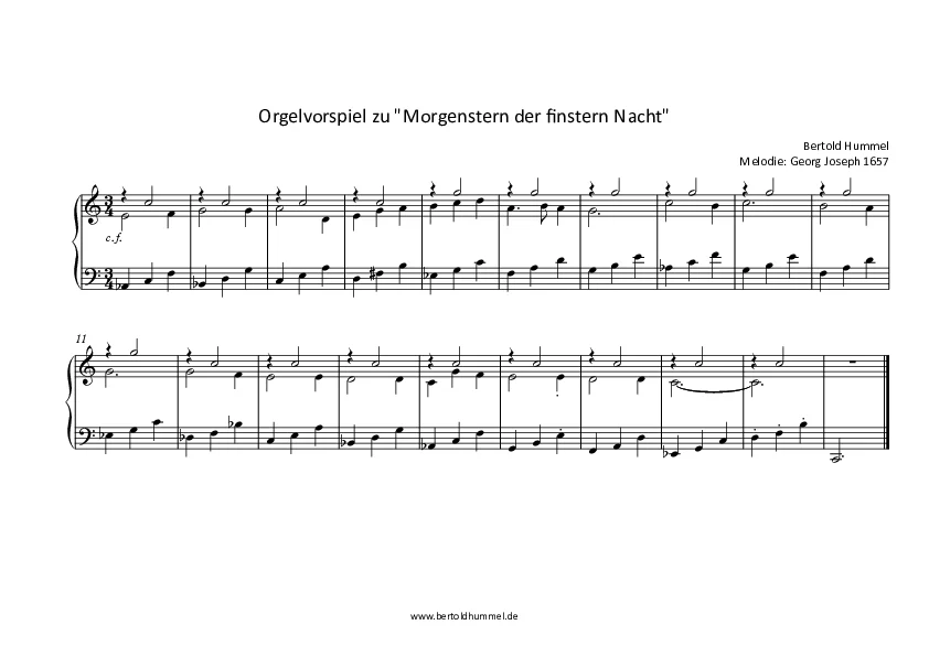Bertold Hummel: Morgenstern der finstern Nacht (Orgelvorspiel 1)
