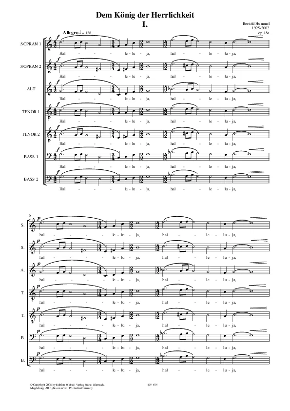 Bertold Hummel: Op. 18a, 1 (sheet music)