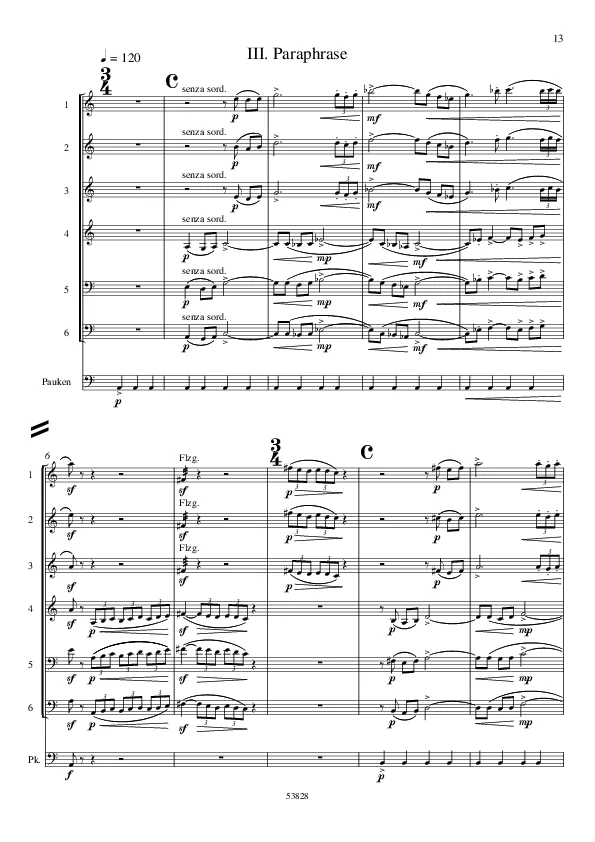 Bertold Hummel: Säckingen for 6 trumpets, Op. 103f, No. 3 (sheet music)