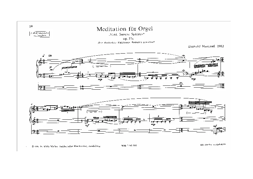 Bertold Hummel : Méditation pour orgue, op. 77a (partition)