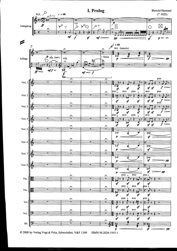 Bertold Hummel : Aphorismes sur B-A-C-H, op. 105, n° 1 (partition)