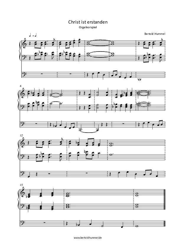 Bertold Hummel: Christ ist erstanden für Orgel, op. 57c (Orgelvorspiel, 1975)