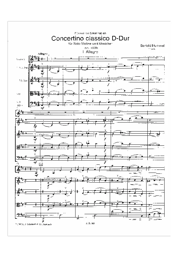 Bertold Hummel: Concertino classico für Violine, op. 103b (Partitur Noten)