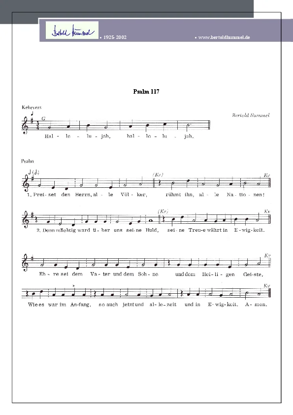 Bertold Hummel: Psalm 117 - einstimmig
