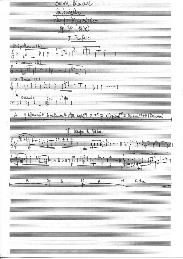 Bertold Hummel: Sinfonietta für großes Blasorchester, op. 39 (Struktur)