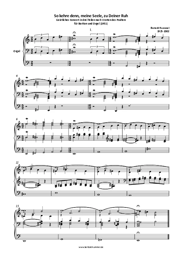 Bertold Hummel: So Return, O My Soul, to Your Rest (Sacred Concerto, full score)