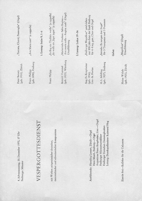 Programme de l'UA op. 42