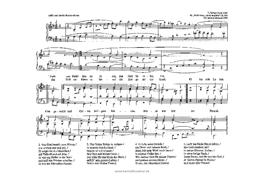 Bertold Hummel: Lasst uns Sankt Bruno ehren (Orgelvorspiel und Liedsatz)