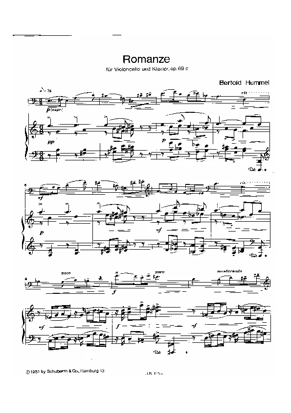 Bertold Hummel: Romanze, op. 69c (Noten)