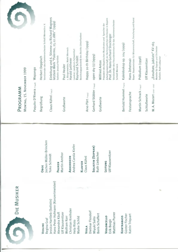 Programme for the world premiere of Op. 104