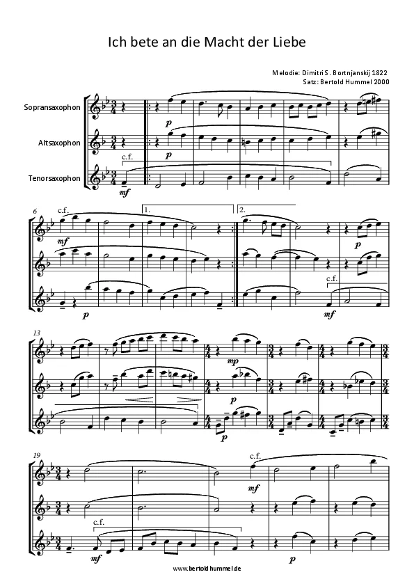 Bertold Hummel : 6 chorals pour saxophones soprano, alto et ténor (Je prie la puissance de l'amour)