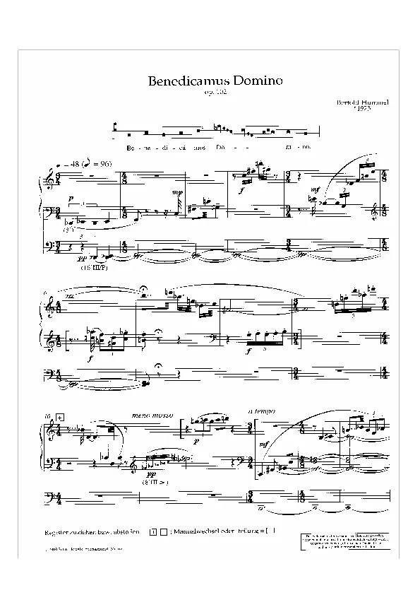 Bertold Hummel : « Benedicamus Domino » pour orgue, op. 102 (partition)
