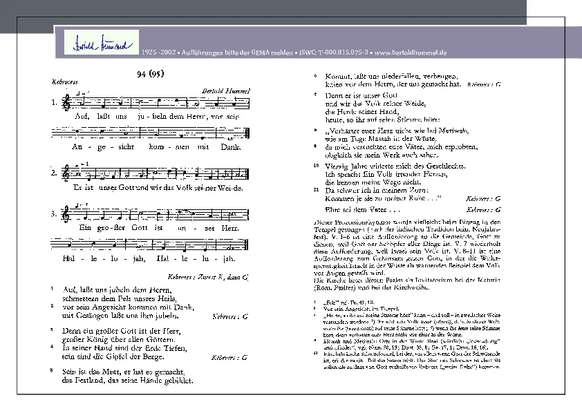 Bertold Hummel: Psalm 95 - einstimmig