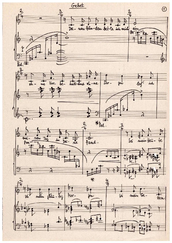 Bertold Hummel: Gebet (Text: Edith Stein zugeschrieben), für Singstimme und Klavier (Manuskript)