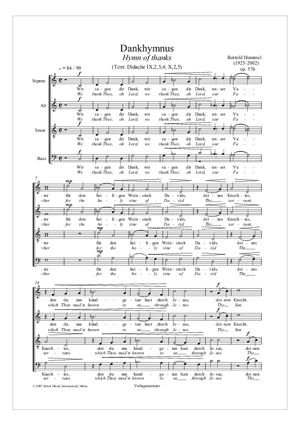 Bertold Hummel: Dankhymnus, op. 57b (Noten)