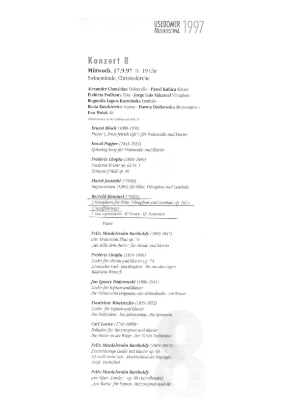 op. 101c Programm der UA