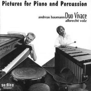 Pochette du CD « Pictures for Piano and Percussion » (audite) du Duo Vivace, avec Andreas Baumann (piano) et Albrecht Volz (percussions).