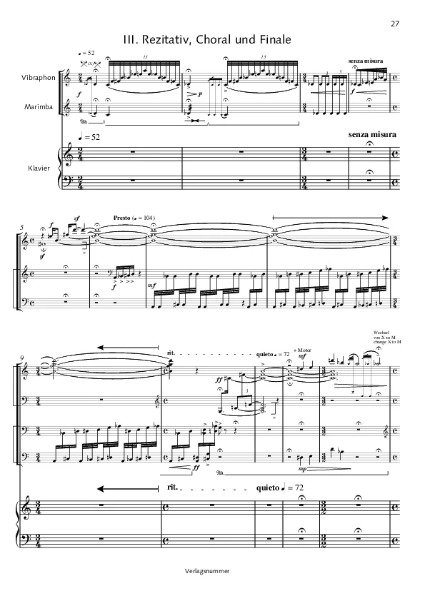 Bertold Hummel: Konzertante Musik für Schlagzeug, op. 86, 3 (Noten Klavierauszug)