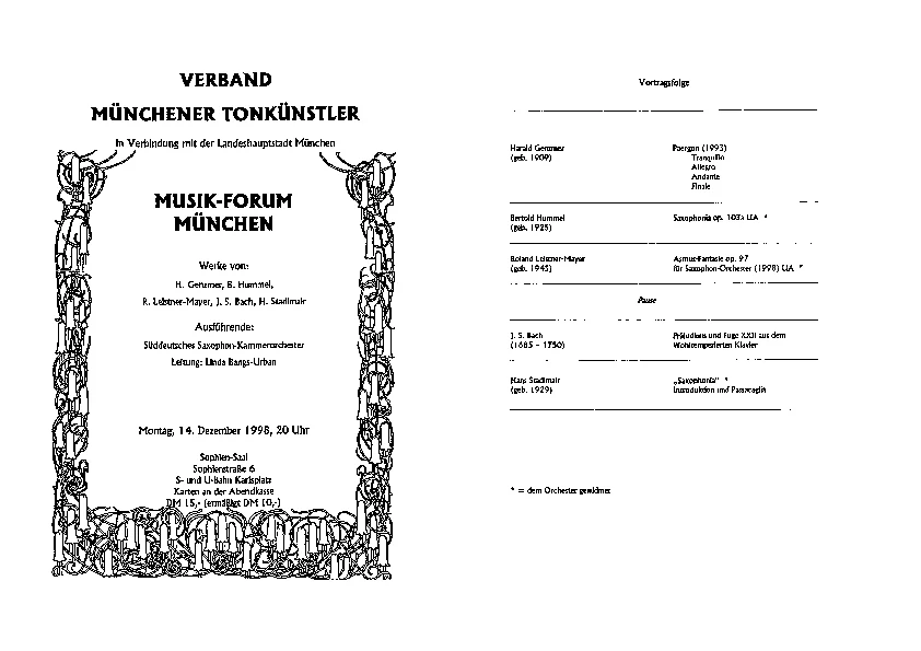 op. 103a Programme de la première
