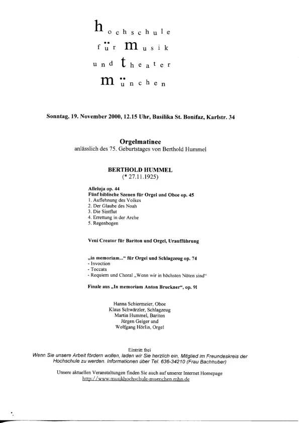 op. 103g Programme of the premiere