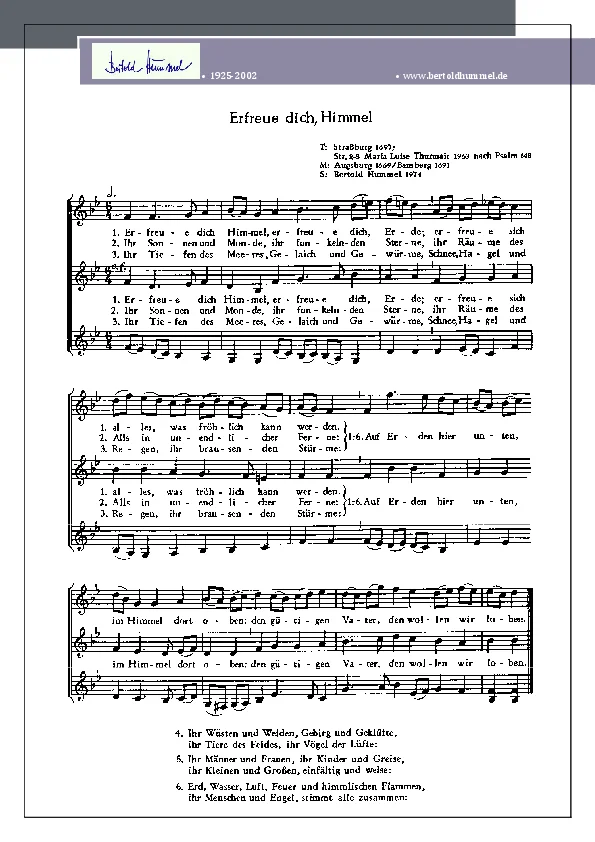 Bertold Hummel: Erfreue dich, Himmel (Chorsatz)