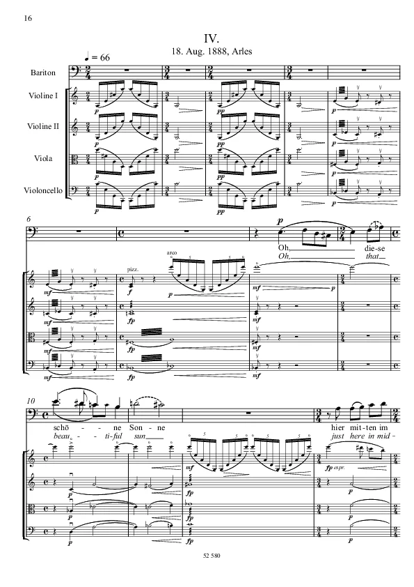 Bertold Hummel : 8 fragments de van Gogh, op. 84, n° 4 (partition)