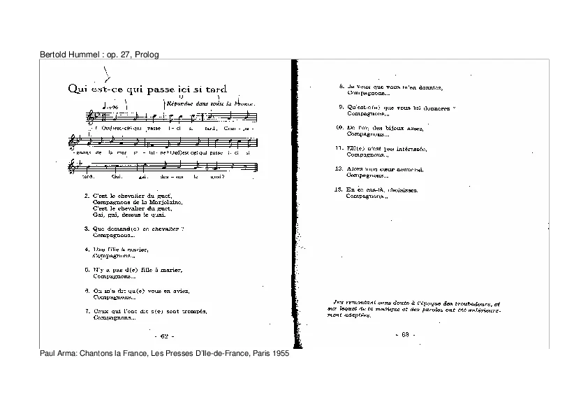 Chansons populaires françaises dans leur version originale