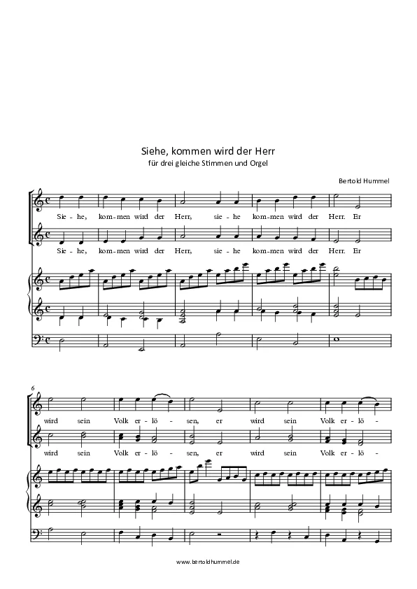 Bertold Hummel: Siehe, kommen wird der Herr (Chorsatz mit Orgel)
