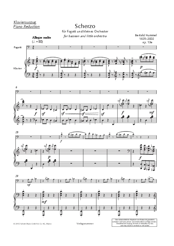 Bertold Hummel : op. 13e (partition pour piano)
