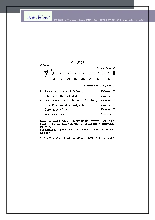 Bertold Hummel: Psalm 117 - einstimmig