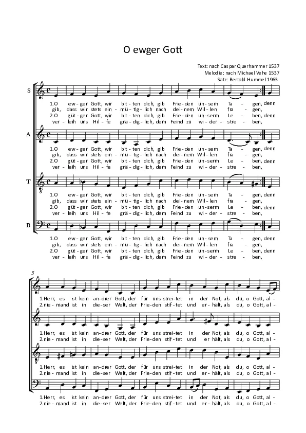 Bertold Hummel: O ewger Gott, wir bitten dich (Chorsatz)