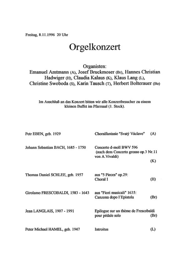 op. 101e Programme of the premiere
