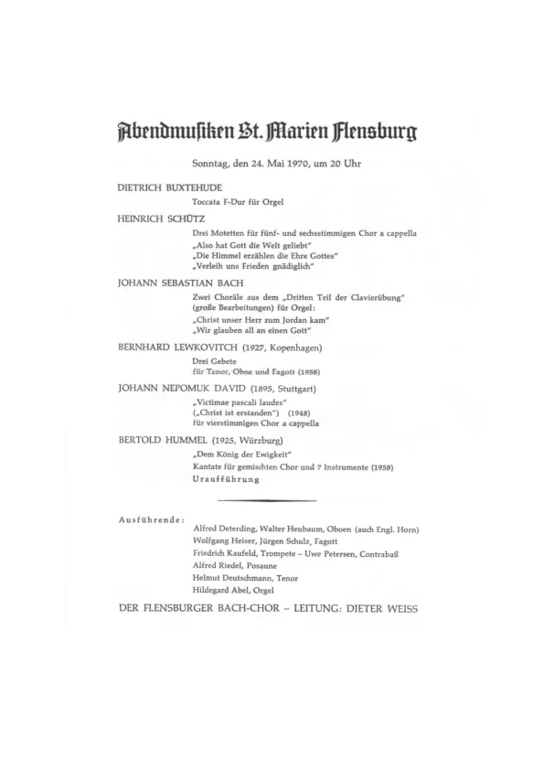 Programme for the world premiere of Op. 17