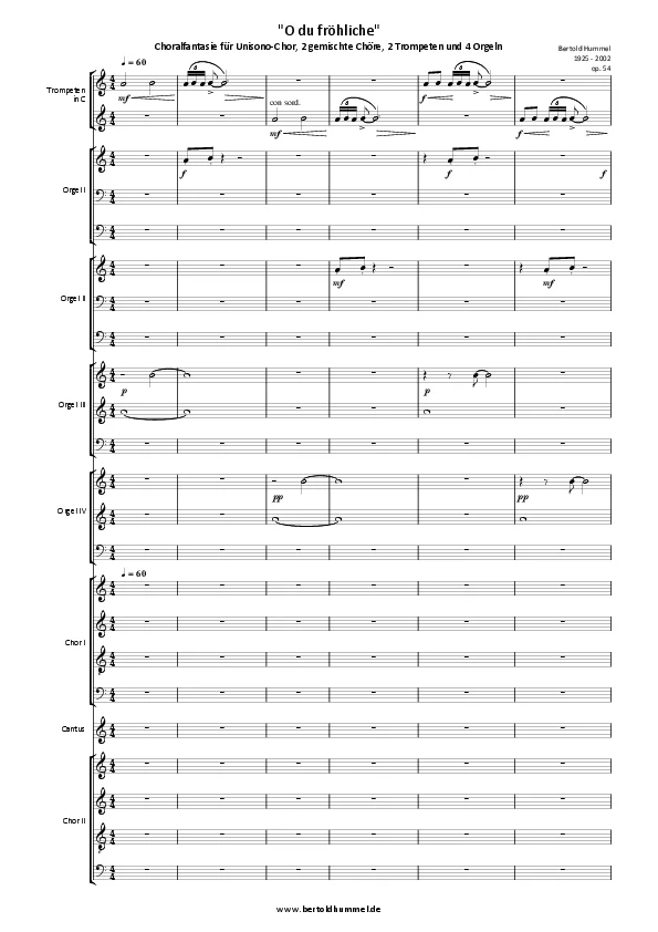 Bertold Hummel: Chorale Fantasy on ‘O du fröhliche’, Op. 54 (German edition)