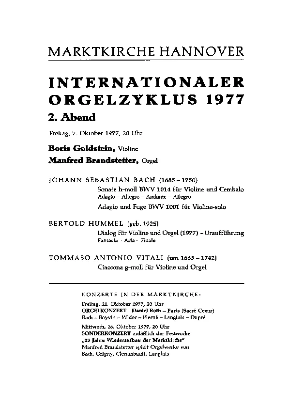 Programme for the world premiere of Op. 63