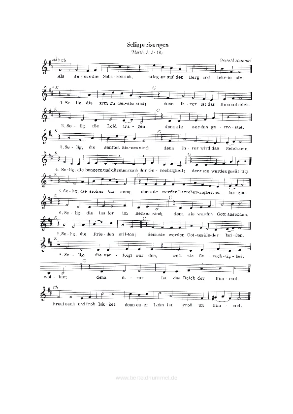 Bertold Hummel: Seligpreisungen einstimmig, 1969