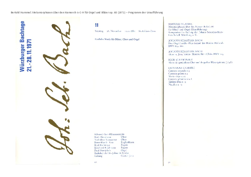 Programme de l'UA op. 40