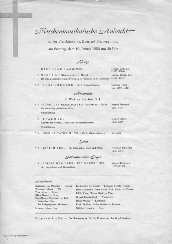 Programme for the world premiere of Op. 18a