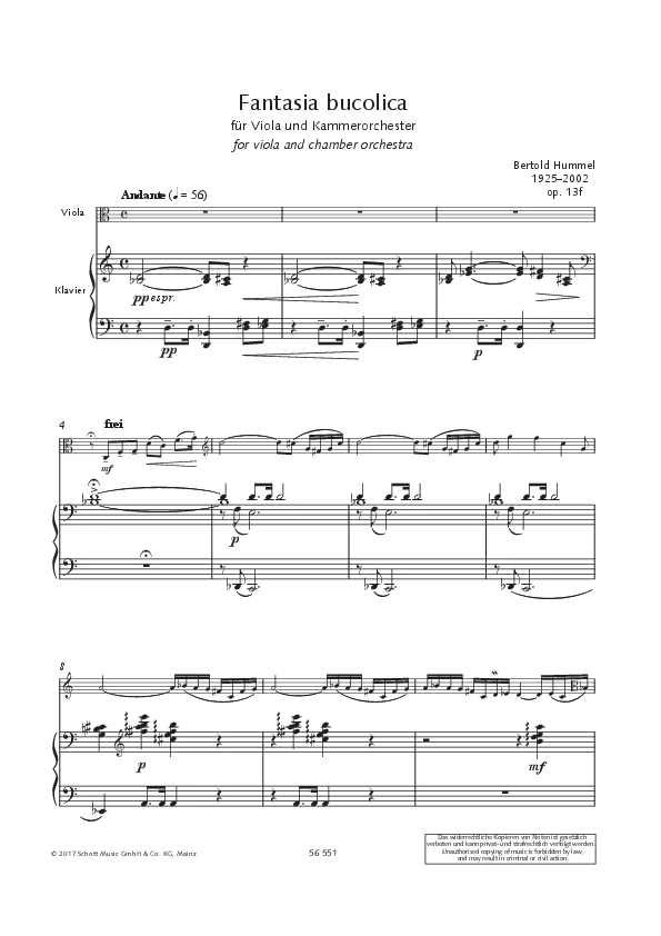 Bertold Hummel: op. 13f (Noten Klavierauszug)