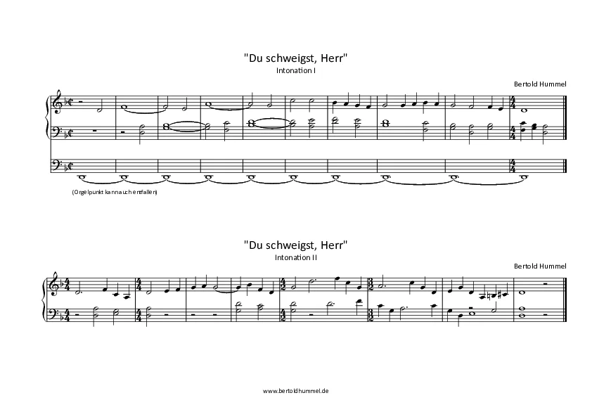 Bertold Hummel: Du schweigst, Herr - Intonationen