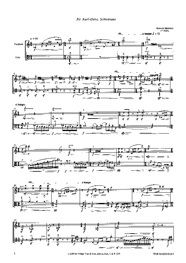 Bertold Hummel: Etude for dulcimer, Op. 101b (sheet music)