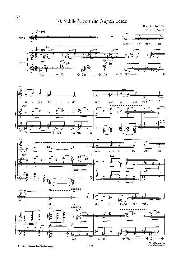 Bertold Hummel: Ten Songs based on poems by Theodor Storm, Op. 71b, No. 10 ‘Schließe mir’