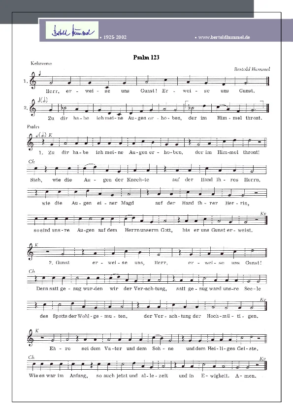 Bertold Hummel: Psalm 123 einstimmig