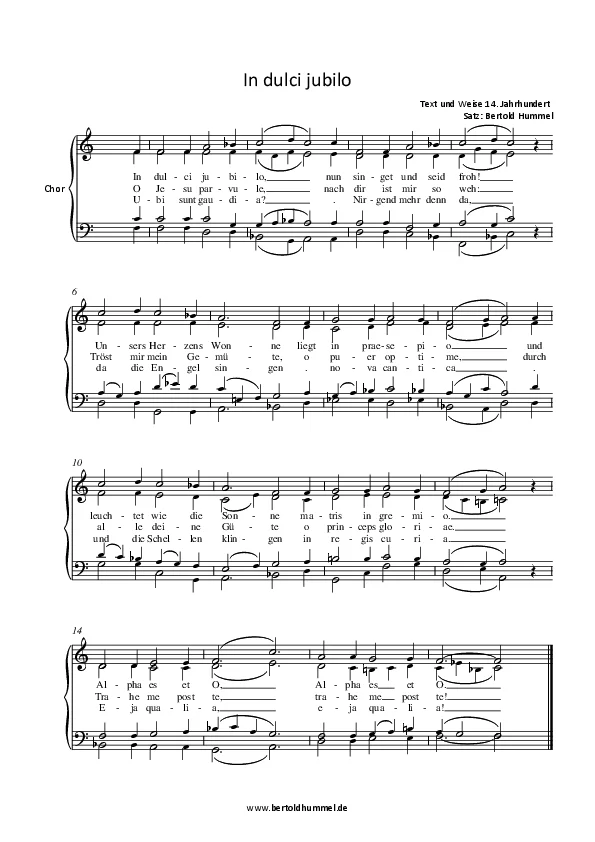 Bertold Hummel: In dulci jubilo - vierstimmig