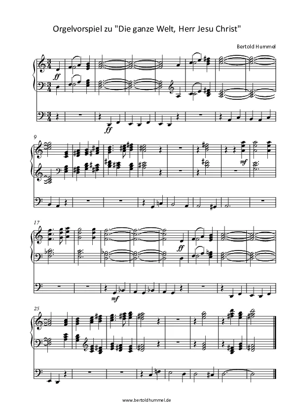 Bertold Hummel: Die ganze Welt, Herr Jesu Christ (Orgelvorspiel)