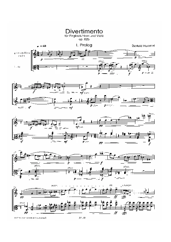 Bertold Hummel: Divertimento, Op. 62b, No. 1 (sheet music)